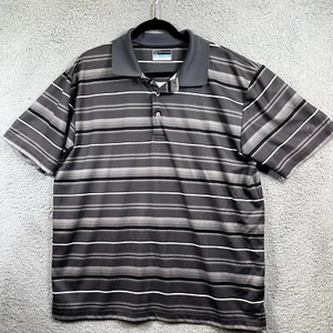 PGA Tour Shirt XL Mens Gray White And Black Strip Golf Short Sleeve Airflux - Picture 1 of 11