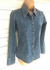 M&S Marks & Spencer Blue Denim  Shirt Long Sleeve UK 8