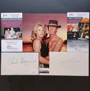 Paul Hogan Linda Kozlowski handsigniertes 3x5s JSA COAs + Crocodile Dundee RP Foto - Bild 1 von 5