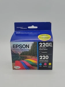 Epson 220XL Schwarz 220 Farbe Cyan Magenta Gelb Tintenpatrone - Ablaufdatum 06/2019 - Bild 1 von 5