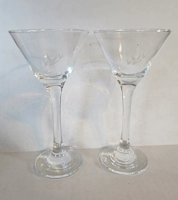 Juego de 2 copas de cóctel vintage GREY GOOSE cristal Martini grabadas gansos voladores Foto 1 de 2