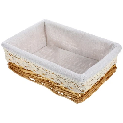  Di Vimini Stoccaggio Bidoni Cestini Portaoggetti Cestino Intrecciato Decorativo - Immagine 1 di 4