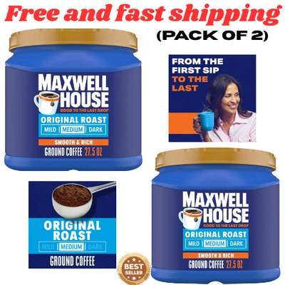 Maxwell House 原装中号烘焙研磨咖啡 - 27.5 盎司(2 件装) — 第 1/4 张图片