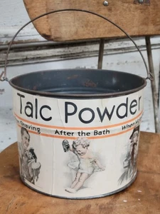 Antigua lata de talco en polvo después del afeitado después del baño al conducir publicidad - Imagen 1 de 9