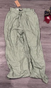 Thread & Supply Leinenmischung Damen Hose Größe Large Naturgrün Neu mit Etikett - Bild 1 von 4