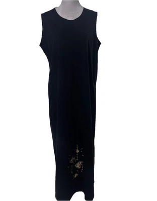 Maxi Vestido Para Mujer Negro XL Cuentas de Peces Crucero Vacaciones Vestido Resort Boho Foto 1 de 4