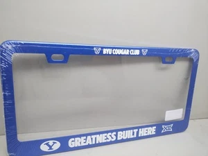 BYU COUGAR CLUB. Blue METAL License Plate Frame sign. Football. New, sealed - Picture 1 of 7