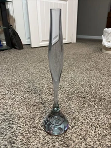 Artistic 11” Blue Teardrop glass Bud vase With Air Bubble At Bottom - Picture 1 of 7
