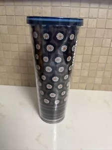 Starbucks Tumbler Cold Cup Venti Black Yellow White Floral, 24oz Lid - Picture 1 of 7