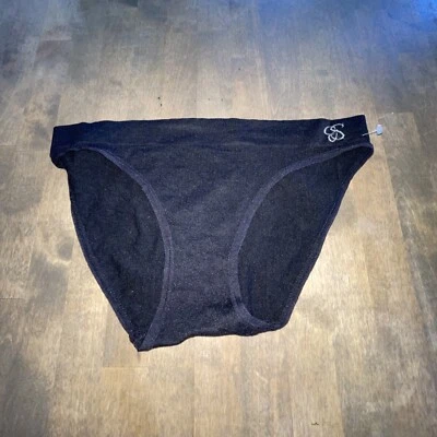 Jessica Simpson Black Ribbed  Bikini Panty Underwear Sissy Knickers Size Small - Image 1 of 3