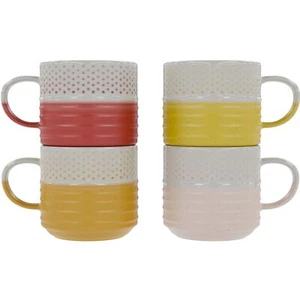 Coffee Mug | Set Of 4 | 4inch Stoneware Cup For Coffee Tea Latte And Hot Chocola - Picture 1 of 6