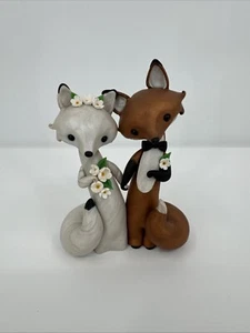 Figura hecha a mano de novia y novio Fox Wedding Cake Topper de Poupette Bonjour - Imagen 1 de 9