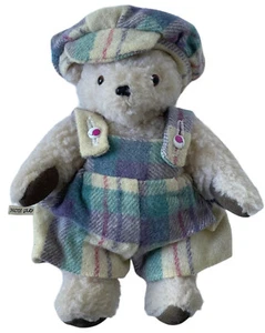 Oso de peluche gris Heidi de colección beige a cuadros pastel artista firmado '91 como nuevo - Imagen 1 de 12
