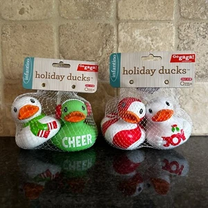 NEW 4pc Infantino Rubber Ducks Christmas Holiday Go Gaga! Bath Toy Decor Gift - Picture 1 of 17