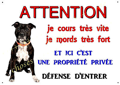 Plaque Métal Chien De Garde Staffordshire-bull-terrier 29 X 19 Cm Percée Réf 46 • 10.90€