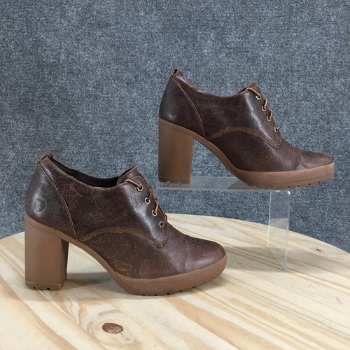 Stivali Timberland donna 9 5 Camdale Oxford stivaletti tacco pelle marrone
