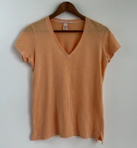 Victoria's Secret V-Neck with Side Slit Short Sleeve Shirt Light Orange Size S - Picture 1 of 11