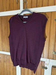 Toscano Firenze 100% Merino Wool Sweater Vest Men Size Large Italy Maroon - Picture 1 of 4