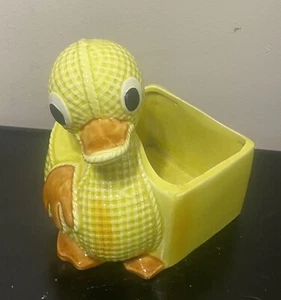 Vintage Lefton Japan Big Eye Ente Pflanzgefäß gelb Duckie - Bild 1 von 10