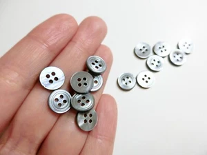14pc X 10mm Authentic Smoked Mother Of Pearl Round 4Holes Small Cardigan Buttons - Picture 1 of 8