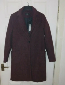 Only women burgundy overcoat size XS With buttons ,knee length @ - Picture 1 of 9