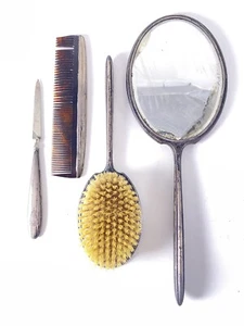 Antique Sterling Silver Vanity Set Mirror Brush File Comb International Silver - Picture 1 of 12