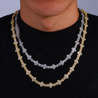 Collar o pulsera de circón cúbico estrella cruz hip hop de 10 mm para hombre mujer Foto 1 de 4