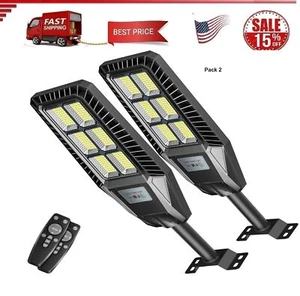 Solar Street Light Outdoor 2 Pack 25000LM 300W Motion Sensor Lamp Waterproof - Picture 1 of 8
