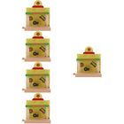  5pcs Wooden Railway Track Accessory Service Station Model Kids Early