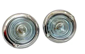 INDICADOR DE SEÑAL DE GIRO DE ESTACIONAMIENTO VIDRIO TRANSPARENTE PAR DE LUCES CROMADAS PARA JEEP WILLYS#B565 - Imagen 1 de 4