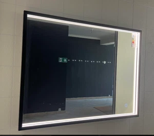 Badezimmerspiegel Badspiegel LED Touch dimmbar Schwarz Matt Wandspiegel 80 x 60 - Bild 1 von 7