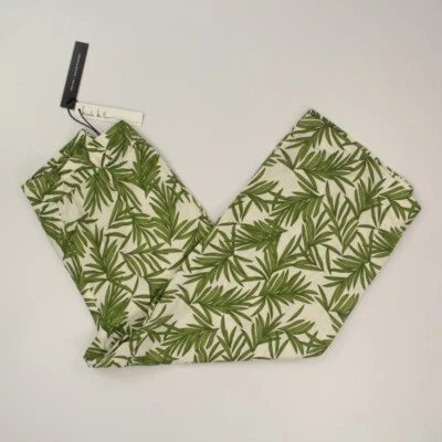 Nicole Miller 100% Linen Wide Leg Pull-on Pants Sz Medium Green Palm Leaves NWT - Image 1 of 4
