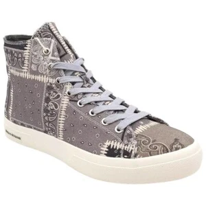 Sun + Stone Men Mesa High Top Lace Up Sneakers Size 9.5M Grey Patchwork Canvas - Picture 1 of 6