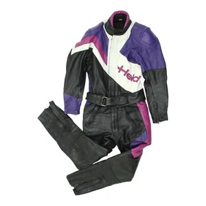 Traje de motociclista de cuero de colección para hombre negro púrpura 1 pieza motociclista - Imagen 1 de 4