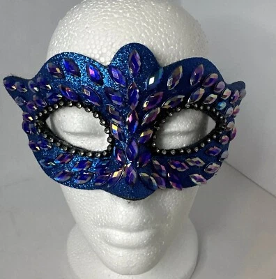 Jacobson Hat Co. Venetian Mask w/Blue & Purple Iridescent Faux Stones Costume - Image 1 of 4