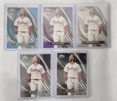 2024 Topps Chrome Black BRYCE HARPER Phillies 5 Card Lot /75, /150, /199, Basex2 - Image 1 of 4