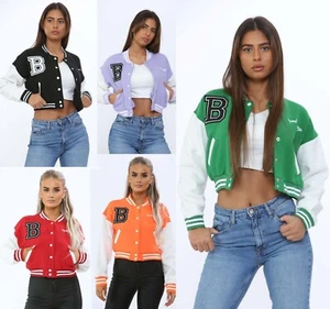 Damen-Baseball-Jacke mit Knopfleiste Langarm Bomber Streetwear - Bild 1 von 7