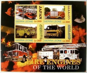 SIERRA LEONE FIRE ENGINES STAMP SHEET OF 4V MNH 2005 FIRE TRUCK OF THE WORLD - Picture 1 of 2