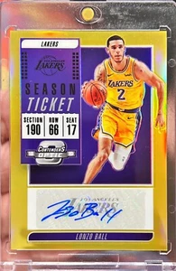 2018-19 Contenders Lonzo Ball Season Ticket GOLD Auto 2/10 Jersey Numbered SSP - Imagen 1 de 1