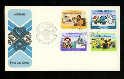 Postal History Papua New Guinea FDC #584-587 World Communications Year 1983 - Image 1 of 4