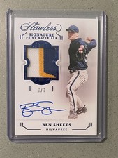 2022 PANINI FLAWLESS BASEBALL BEN SHEETS ON-CARD PATCH AUTO 7/7 BREWERS