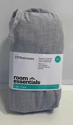 2 fundas de almohada Room Essentials tamaño king gris Foto 1 de 4