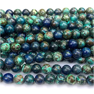 Perline Bracciale Gioielli Rotondi Sciolti Naturali Originari Blu Azzurrite Alta Qualità - Foto 1 di 10