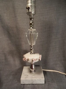 MID CENTURY MODERN ITALIENISCHE BOUDOIR TISCHLAMPE Porzellan/Kristall/Marmor - Bild 1 von 5