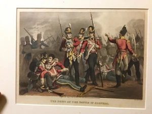 Original framed AQUATINT: THE BUFFS AT THE BATTLE OF ALBUERA -1818- HAND COLORED - Picture 1 of 10