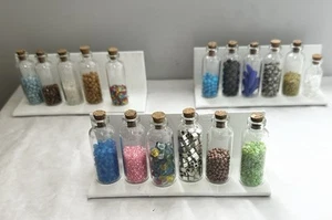 10oz Of Assorted Beads In Glass Jars- Glass, Gemstone, Metal, Clay & More Lot #6 - Picture 1 of 4