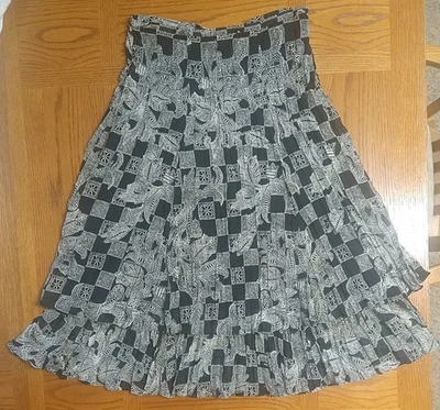 Falda EMMA JAMES Vintage Blanco y Negro Doble Nivel ~ Talla P M? 28" ~años 90~BOHO~ Foto 1 de 4