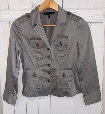 Blazer Chaqueta Botón Estilo Militar Azul/Gris Mercado Negro Casa Blanca Talla 0-XS Foto 1 de 4