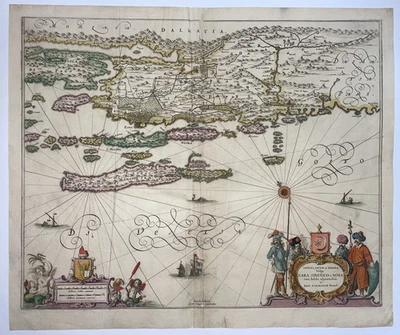 DALMATIA ADRIACTIC c. 1650 JAN JANSSON LARGE ANTIQUE MAP 17TH CENTURY - Image 1 of 4