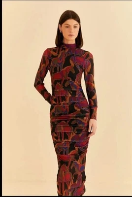 Vestido largo midi de tul Farm Rio Wild Horses talla XSmall nuevo con etiquetas Foto 1 de 4